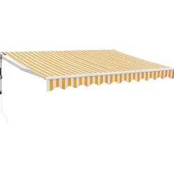 Automaattisesti sisäänkelattava markiisi keltavalkoinen 3x2,5 m*FinePRICE Sale
