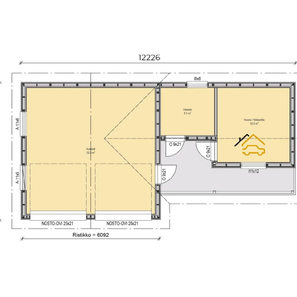 Best Autotalli ja vaja E6, 58.5m² Autotallit Kahdelle Autolle