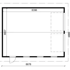 Autotallin runkopaketti, kahden auton kylmä talli, kerrosala 59,7 m²*Timburg Online