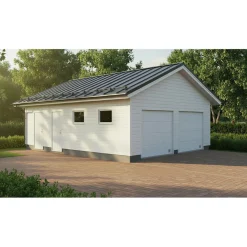 Autotallin runkopaketti, kahden auton kylmä talli varastolla, kerrosala 59,7 m²*Timburg Sale