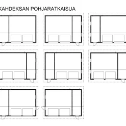 Autotallin runkopaketti , kahden auton talli ja varasto, sivusta ajettava, murrettu harjakatto, kerrosala 61 m²*Timburg Best