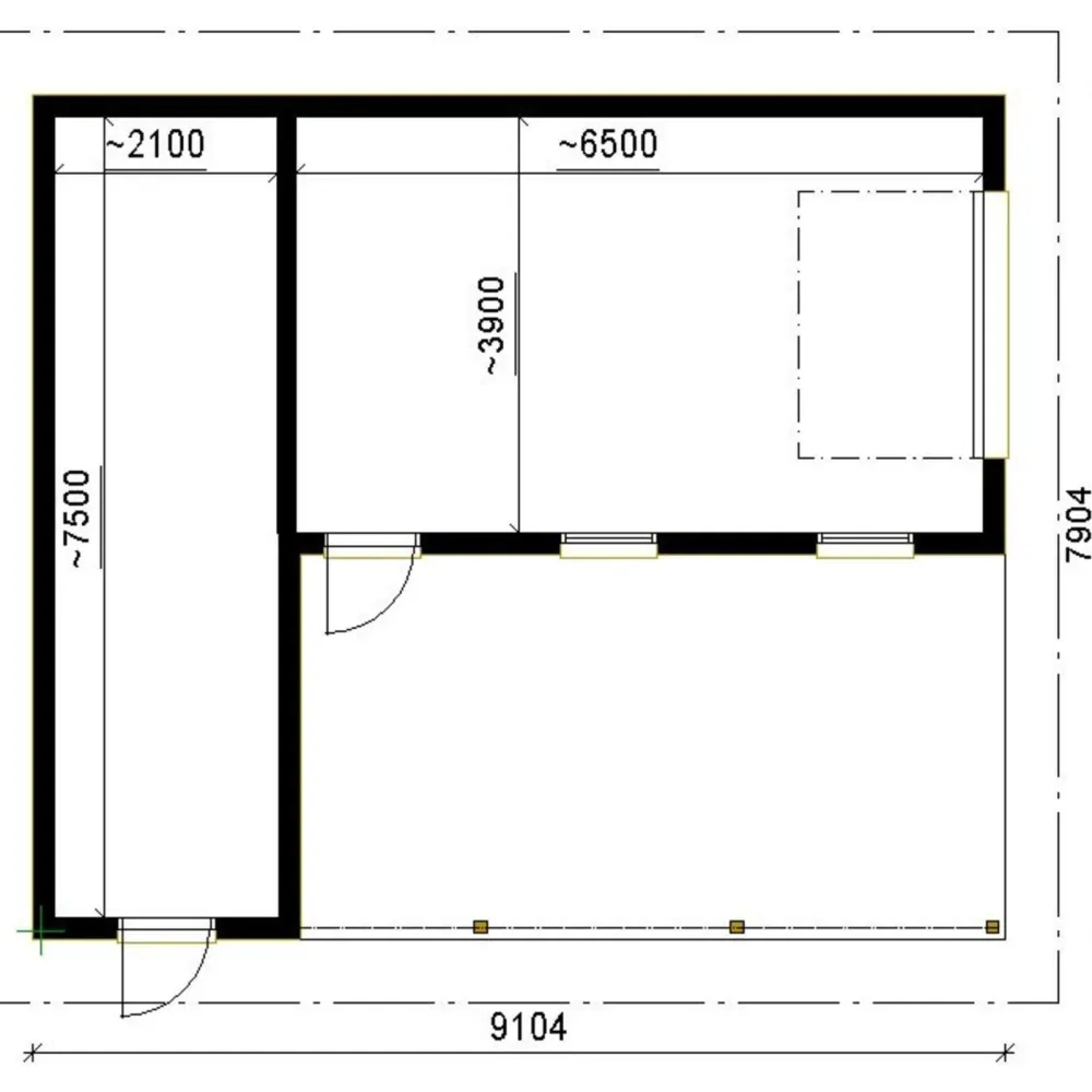 Hot Autotallin runkopaketti , yhden auton talli + yhden auton katos ja varasto, sivusta ajettava, kerrosala 48 m² Autotallit Yhdelle Autolle|Autotallien Runkopaketit