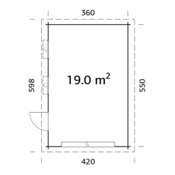 Autotalli Rasmus, nosto-ovella, 19m² FR44-3857-5 Autotallit Ilman Rakennuslupaa