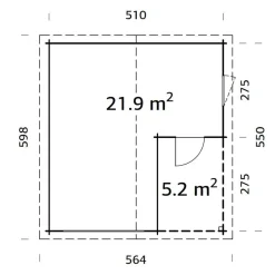 Autotalli Roger ilman ovea 21,9+5,2 m²*Palmako New