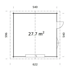 Autotalli Roger, nosto-ovella, 27,7m² FR70-5656-2*Palmako Best