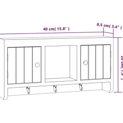 Avainkaappi valkoinen 40x8,5x20 cm tekninen puu ja teräs (50631)*FinePRICE Discount