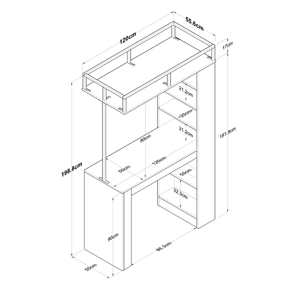 Baaripöytä JA117 - 3173 saksanpähkinä/musta*Linento Furniture Online