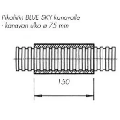 Outlet Blue Sky pikaliitin 75 mm putkelle Ilmastointiputket Ja Osat