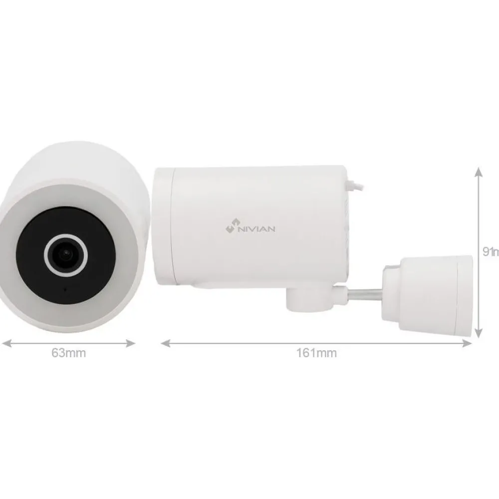 Online Bullet-valvontakamera Nivian Smart, 2.5K 4MP resoluutiolla ja väriyönäöllä, sähköisesti käänneltävä Valvontakamerat