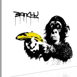 Sale Canvas-taulu Banksy: Monkey with Banana, 1-osainen, leveä, eri kokoja Taulut Ja Kehykset
