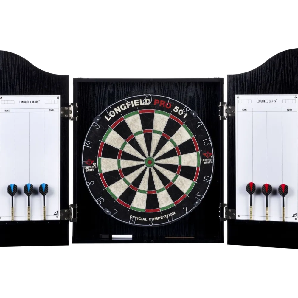 Darts-setti , taulu, kaappi ja tikat, musta*Longfield Clearance