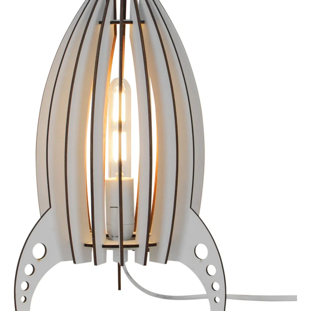 Outlet DIY-pöytävalaisin Rocket tee-se-itse 30cm E14 puu valkoinen Lasten Valaisimet