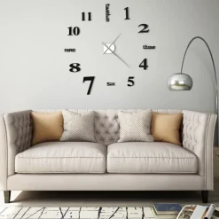 Outlet 3d-seinäkello moderni muotoilu 100 cm xxl musta Seinäkellot