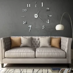 Clearance 3d-seinäkello moderni muotoilu 100cm xxl hopea Seinäkellot