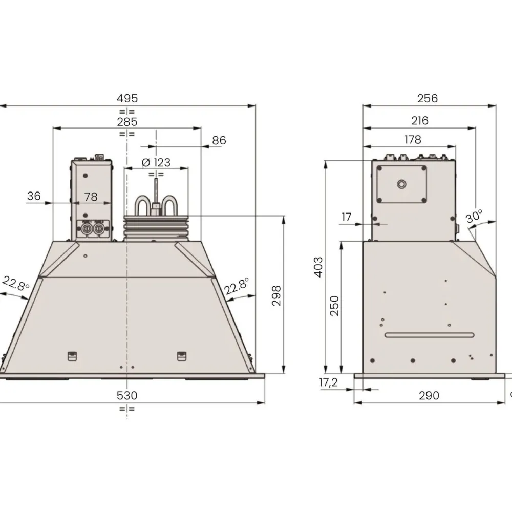 Dual Modular Liesikupu dGH-m3805-S 52cm, AC ja EC, yläkaappiin upotettava, rst*Savo Hot