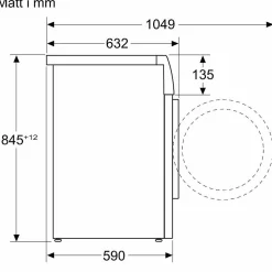 Edestä täytettävä pesukone WAN2829SSN, 9kg*Bosch Hot