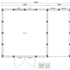 Elementtivarasto E17M 6040x4240 mm 25.59 m² puuvalmis Ulkovarastot