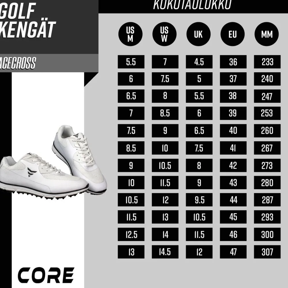 Golfkengät Acecross, valkoinen, eri kokoja*Core Outlet