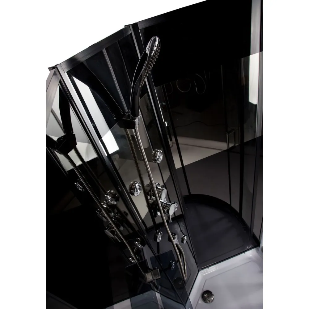 Clearance Hierova suihkukaappi Black Onyx 85 x 85 x 220 cm kirkas lasi avoin yläosa Suihkukaapit