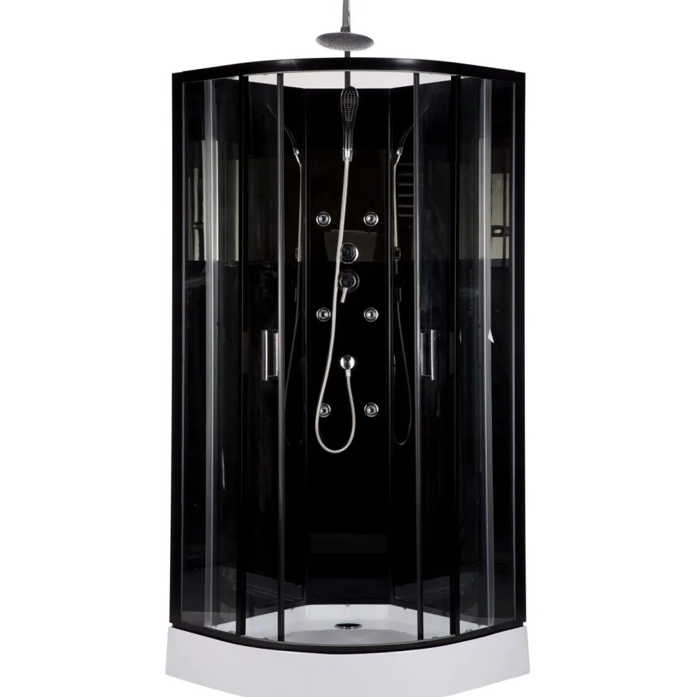 Clearance Hierova suihkukaappi Black Onyx 85 x 85 x 220 cm kirkas lasi avoin yläosa Suihkukaapit