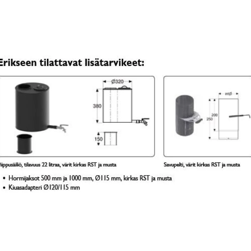Hormijakso Ø 115 mm 500 mm kirkas ruostumaton teräs*Schiedel Clearance