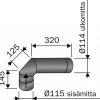Hormin kulmaputki 90 astetta, Musta 115 mm*Harvia Online
