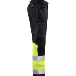 Discount Huomiohousut 1551 Highvis Stretch musta/huomiokeltainen Työhousut