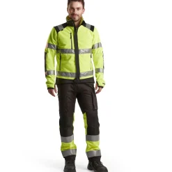 Discount Huomiohousut 1551 Highvis Stretch musta/huomiokeltainen Työhousut