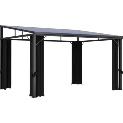 Huvimaja verhoilla 405x294x244 cm antrasiitti*FinePRICE Discount