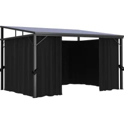 Huvimaja verhoilla 405x294x244 cm antrasiitti*FinePRICE Discount