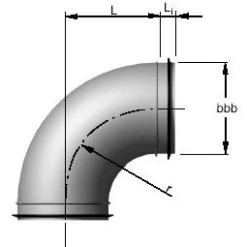Ilmanvaihtokanavan käyrä 90° / 250 mm Ilmastointiputket Ja Osat