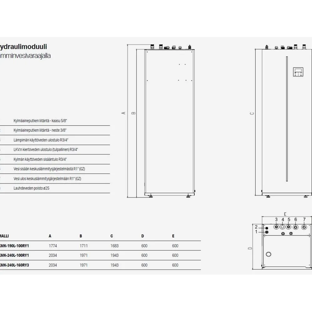 New Ilma-vesilämpöpumppu DUO KMK-240L-160RY3/KHA-16RY3-B, 16kW Ilmavesilämpöpumput