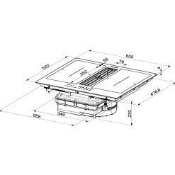Induktiotaso liesituulettimella Galileo Smart BK Glass A830 omalla moottorilla 60cm musta*Faber Outlet