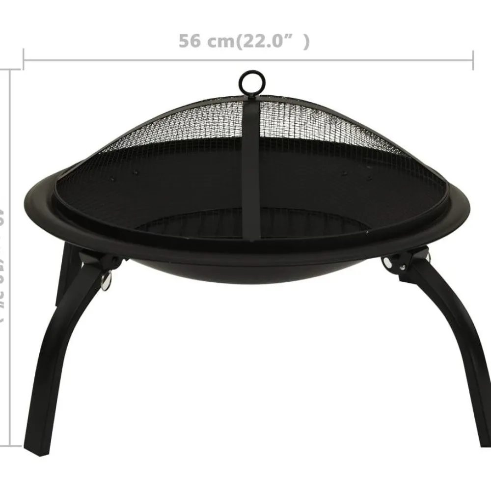 Sale 2-in-1 tulimalja/grilli ja hiilihanko 56x56x49 cm musta teräs Pihagrillit
