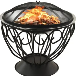 New 2-in-1 tulimalja/grilli ja hiilihanko 59x59x60 cm teräs Pihagrillit