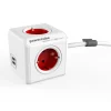 Jatkojohto PowerCube Extended USB 1,5m 4-osainen + 2 x USB-A punainen/valkoinen*Allocacoc Sale