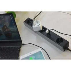 Jatkojohto Kombi 1,5m 5-osainen + 2xUSB-A + 1xUSB-C + kytkin musta/harmaa*Gelia Sale