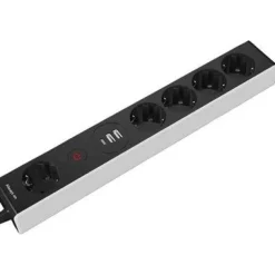 Jatkojohto Kombi 1,5m 5-osainen + 2xUSB-A + 1xUSB-C + kytkin musta/harmaa*Gelia Sale