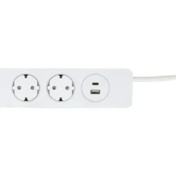 Jatkojohto 2+1+1 Kombi 2m 2-osainen +  1xUSB-A + 1xUSB-C valkoinen/harmaa*Gelia Best