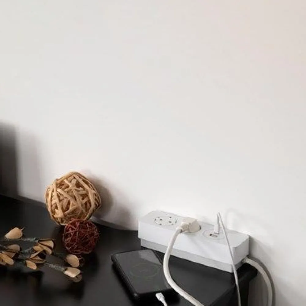 Jatkojohto 2+1+1 Kombi 2m 2-osainen + 1xUSB-A + 1xUSB-C valkoinen/harmaa*Gelia Best
