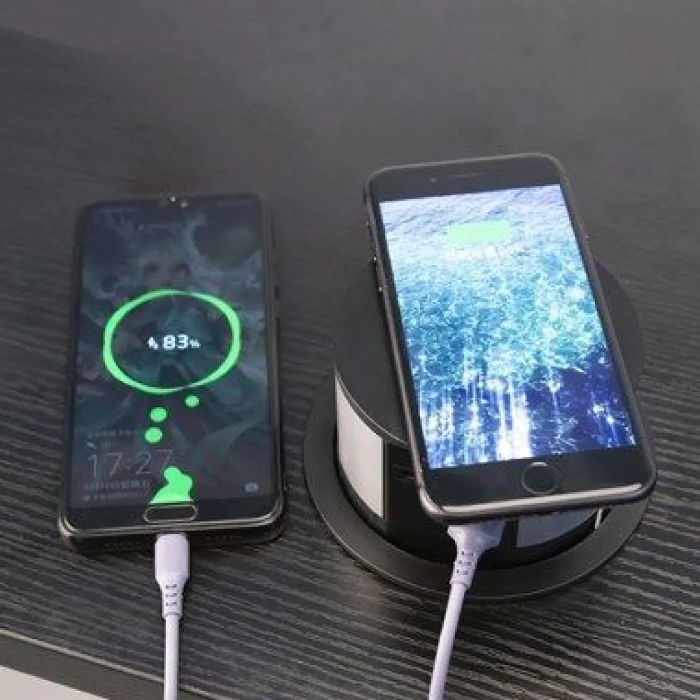Jatkojohto Pop up 3+2+1 2m 3-osainen + 1xUSB-A + 1xUSB-C + langaton lataus musta/harmaa*Gelia Best