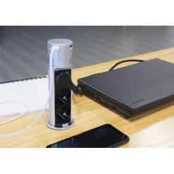 Clearance Jatkojohto 3+2 Pop up 1,5m 3-osainen + 2xUSB-A harmaa/musta Jatkojohdot
