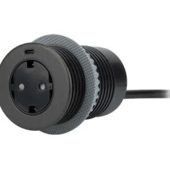 Jatkojohto Pöytäyksikkö 1+1 1,5m 1-osainen + 1xUSB-C + USB-A adapteri musta*Gelia Best
