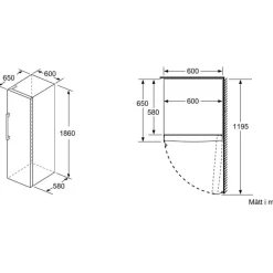 Jääkaappi ja pakastin KS36VVXDP GS36NVXEV iQ300, 120cm, 346/242 l, musta teräs*Siemens