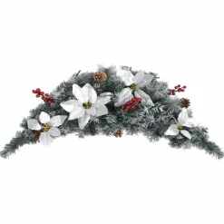 Joulukaari LED-valoilla, hopeisilla ja punaisilla koristeluilla, 90cm*FinePRICE Outlet
