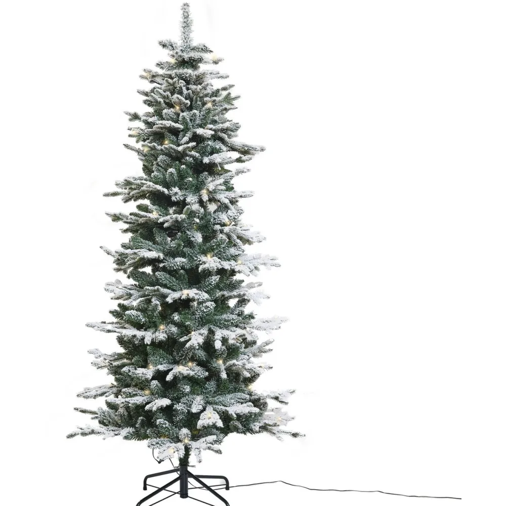 Online Joulukuusi , kapea PE/PVC, lumella ja valoilla, luokka A, 180x86cm Joulukoristeet