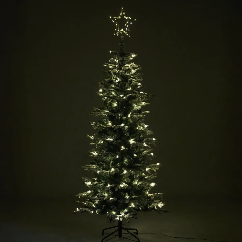 Online Joulukuusi , kapea PE/PVC, lumella ja valoilla, luokka A, 180x86cm Joulukoristeet