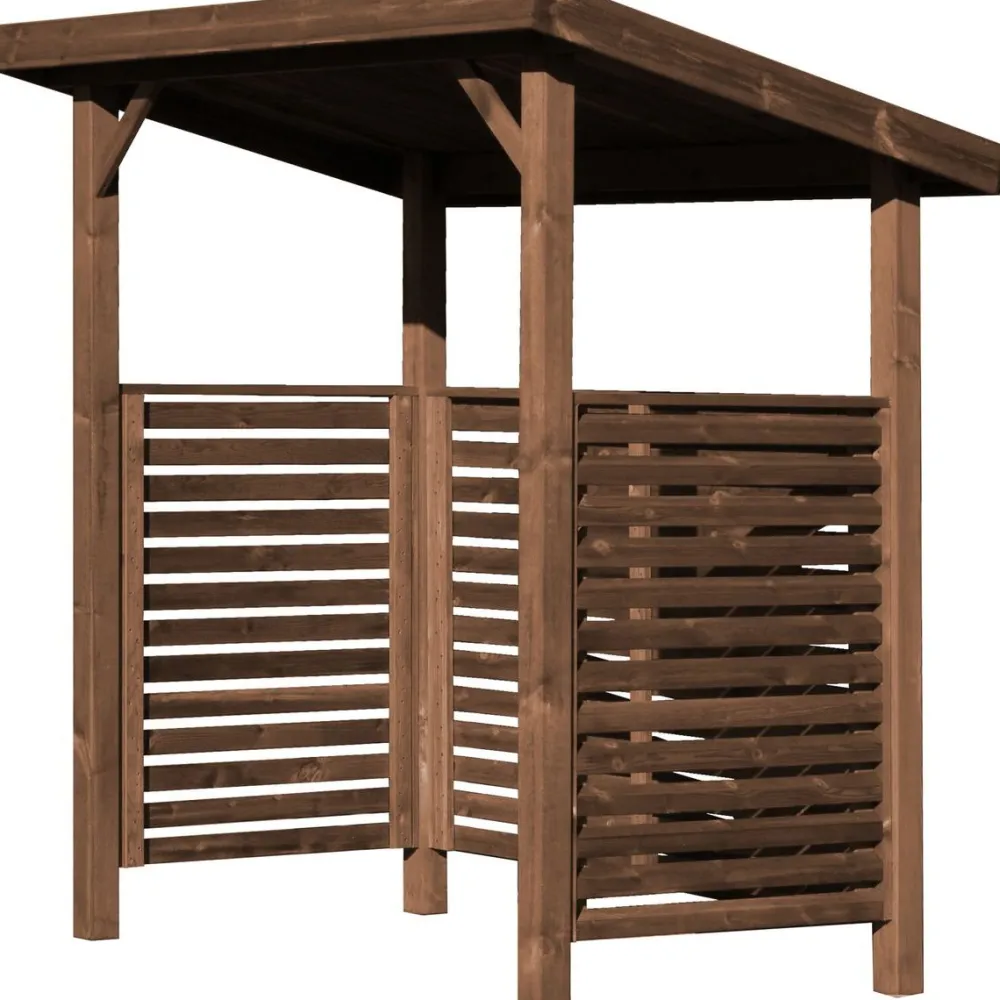 Jätekatos Suunnikas pulpettikatto, 600l tai 2x240l astialle, ruskea Roskakatokset
