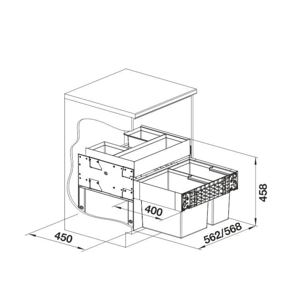 Jätevaunu Select II 60/2 Orga*Blanco Outlet