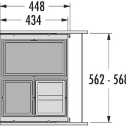 Sale Jätevaunu CARGO 60cm 2x13 + 1x28 l Jätejärjestelmät